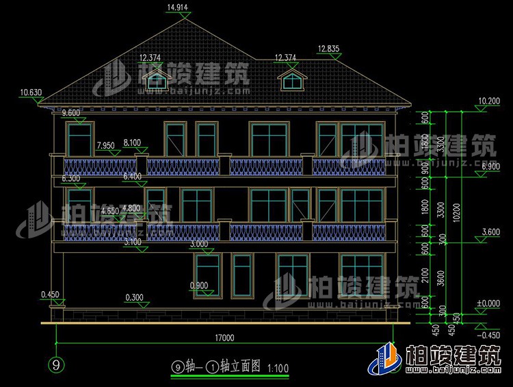 2019新農(nóng)村歐式別墅設(shè)計圖，三層自建房大氣漂亮別墅BZ368-簡歐風(fēng)格