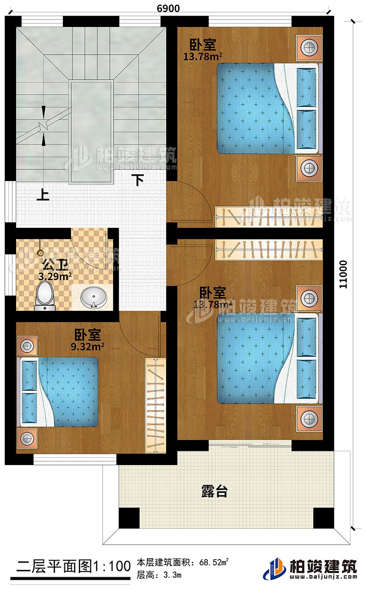 歐式三層樓房設計圖，三層新農(nóng)村樓房圖紙BZ353-簡歐風格