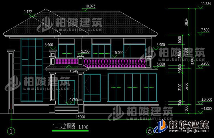 農(nóng)村25萬別墅款式二層自建房設(shè)計(jì)圖，外觀簡(jiǎn)約大氣BZ2513-簡(jiǎn)歐風(fēng)格