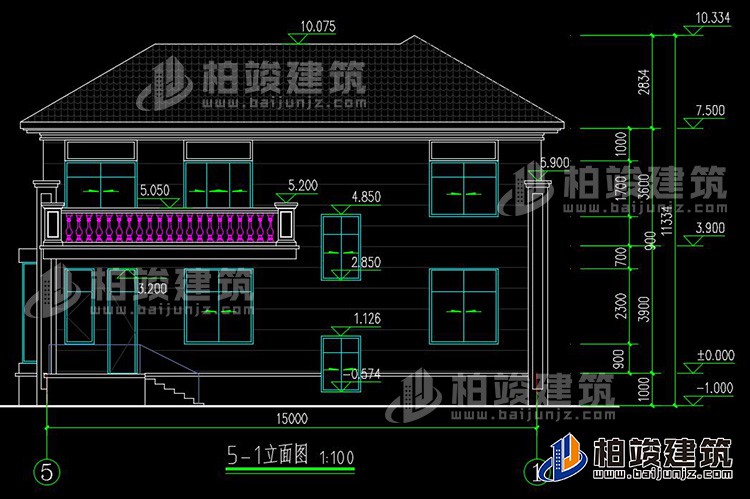 農(nóng)村25萬別墅款式二層自建房設(shè)計(jì)圖，外觀簡(jiǎn)約大氣BZ2513-簡(jiǎn)歐風(fēng)格