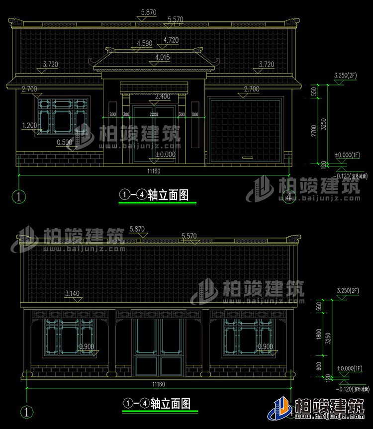 農(nóng)村一層中式三合院別墅BZ180-新古典風格