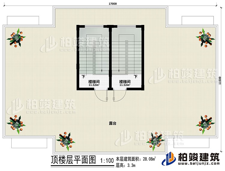 屋頂層：2樓梯間、露臺